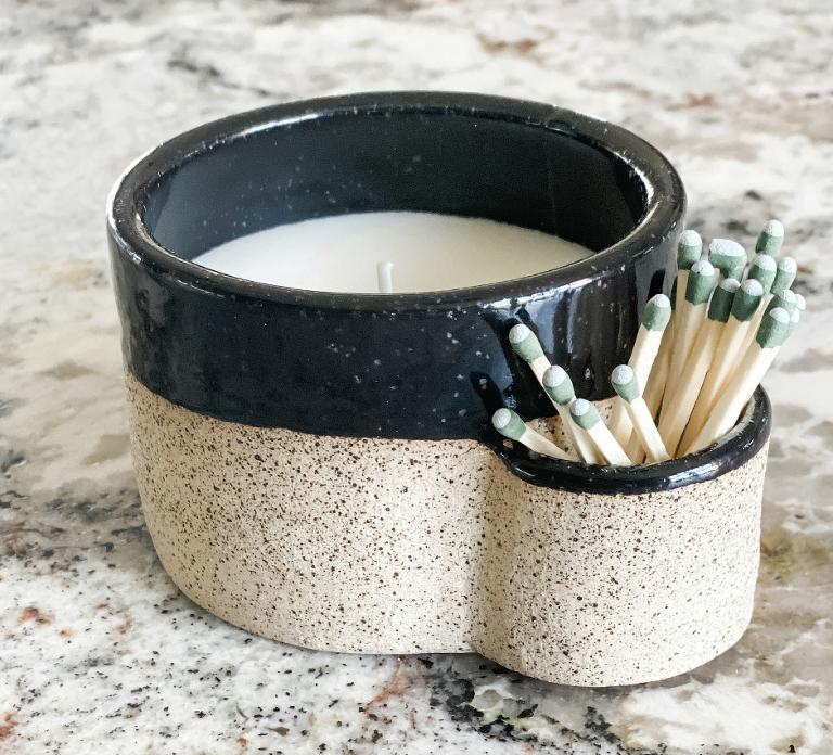 match strike ceramic candle holder